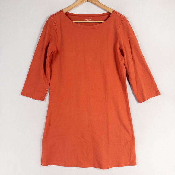 Garnet Hill Dresses & Skirts - Garnet Hill Tunic Dress Sz 8 Orange Organic Cotton Jersey Knit 3/4 Sleeve Casual